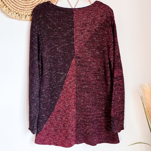 NIC+ZOE, Red Chilled Angle Colorblock Marled Ribbed Knit Sweater, Size Large - Picture 10 of 10